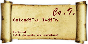 Csicsáky Iván névjegykártya