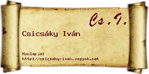 Csicsáky Iván névjegykártya