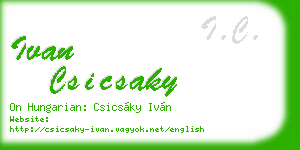 ivan csicsaky business card